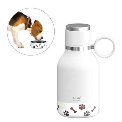 Asobu - Cuenco Perro - Bottle Steel Inoxidable With Plate Perro 1 Litro White — image 1