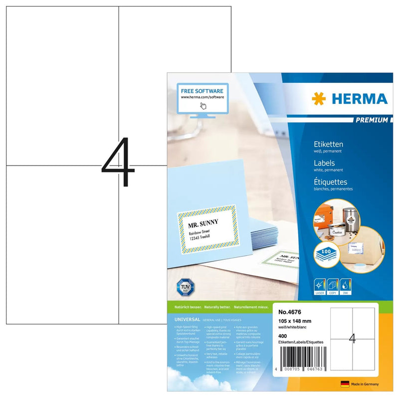 Herma Labels Premium A4 White 105X148 Mm Paper 400 Units
