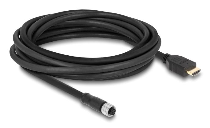 Delock M12 Cable A-kodiert 17 Pin Connector Female a HDMI Connector Male 5M Black