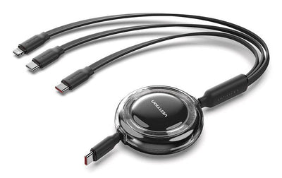 Vention USB Cable Type-c 2.0 5A Trkbbe USB Type-c Male 3x USB Type-c Male Up To 100W 480Mbps 1.1M Black — image 1