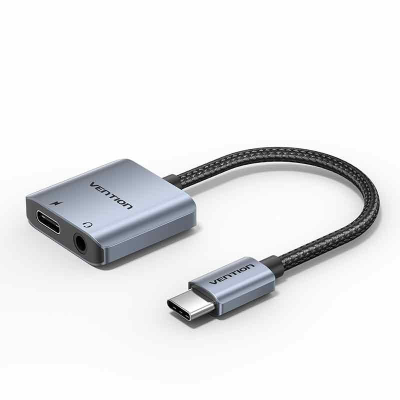 Vention Adapter Audio Bigha USB Type-c Male Jack 3.5 Female USB Type-c Pd Female Grey