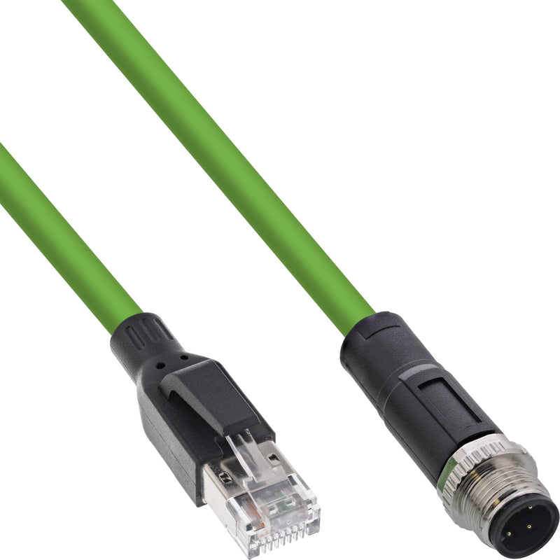 Inline® Industrial Network Cable M12 4-PIN D-coded Male Plug a RJ45, Pur 1M