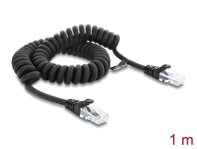 Delock RJ50 Cable Espiral Connector Male Connector Male 1M Black — image 1