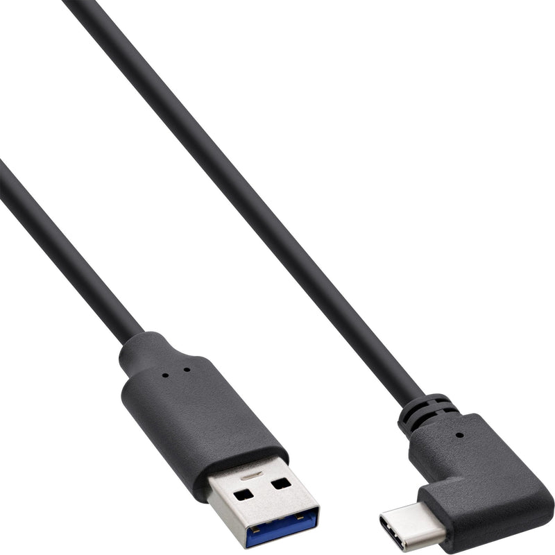 Inline Cable USB 3.2, USB Type-c Male Ángulo a Male a, Black 1M