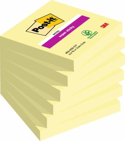 Post-it Bloc Notas Super Sticky 90H 76X76 Paquete 6 Canary Yellow — image 1