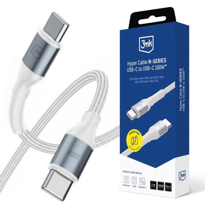 3MK Cable Hyper N-series C To C 1M PD 3.0 Qc 3.0 20V 5A 100W White — image 1