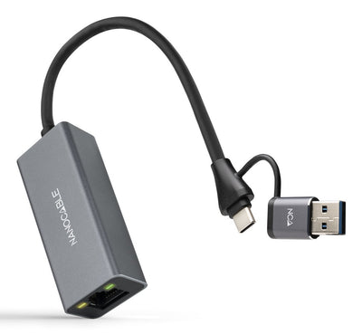 Nanocable Adapter USB Male + USB Type-c Male RJ45 10.03.0411 1000Mbps — image 1