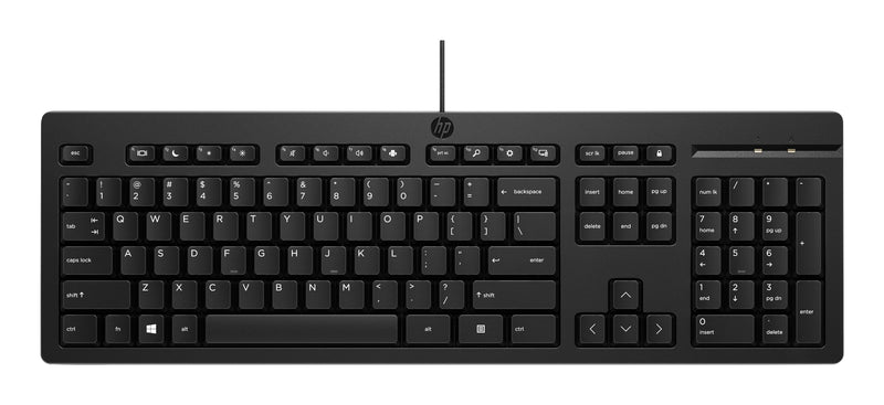 HP 125 Keyboard USB G2 - Tecla Copilot Ia - Legs Ajustables - Indicadores LED (num/Caps) - Keys Embrague Type