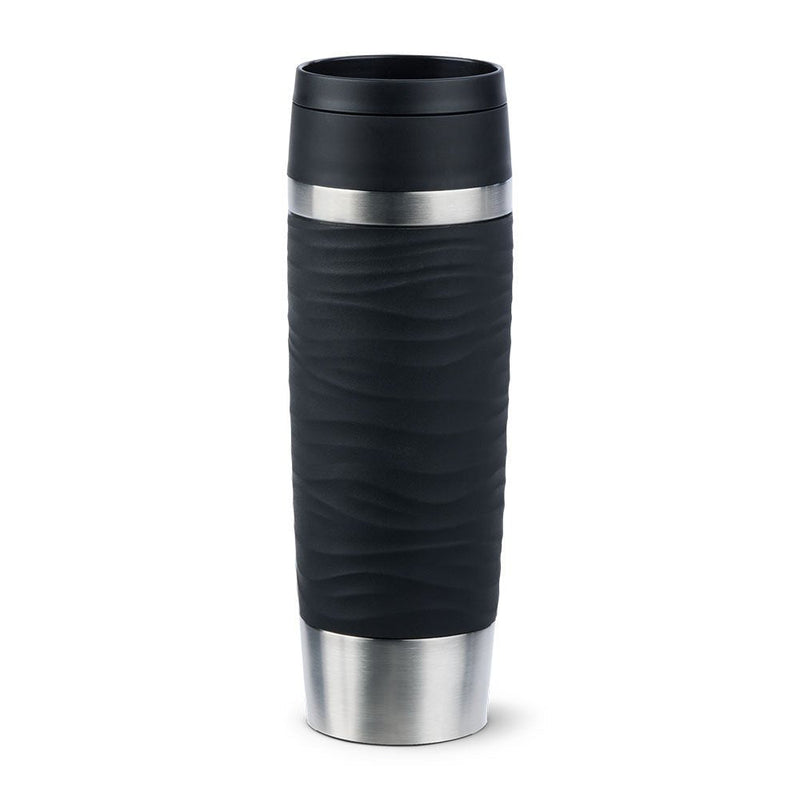 Emsa Mug Thermal Travel Mug Waves Large Black/Steel Inoxidable, 0,5 Litros N2022500