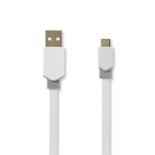 Nedis USB Cable USB 2.0 USB-A Connector Male USB Micro-b Connector Male 480Mbps Chapado Oro 1.00M Flach Pvc Wh — image 1