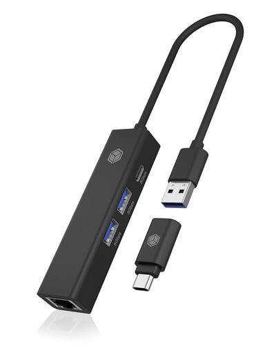 Adapter Icybox USB 3.2 GEN1 Hub And Gigabit LAN 4 1 — image 1