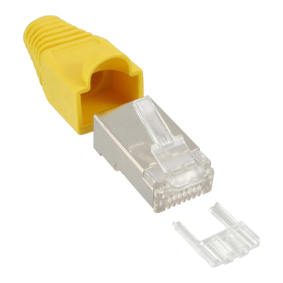 Inline Connector Crimpado RJ45 8P8C Blindado With Enhebrador + Protection Contra Dobleces Yellow 10 Units — image 1