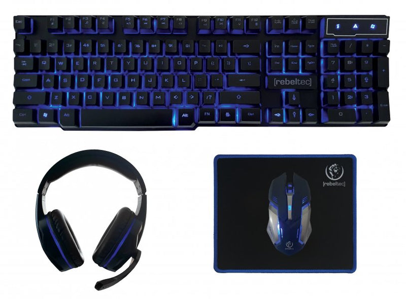Rebeltec Keyboard English + Mouse Sherman USB Qzerty Black