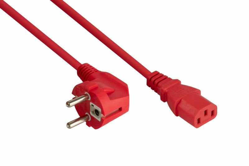 Kabelmeister Contact Protección-st. (90° Angulado.) An C13 Red 5M