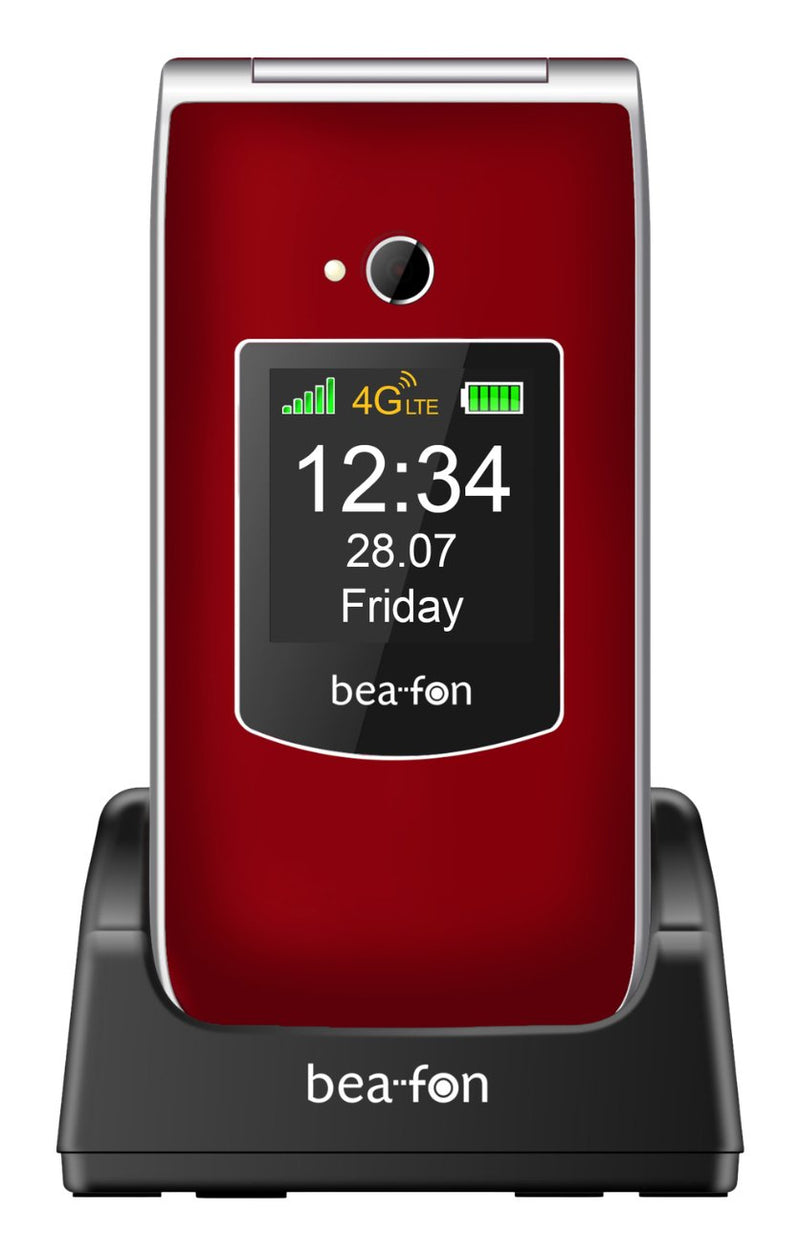 Beafon SL605 LTE, 4G, Silver Line, Mobile Phone Foldable With Keys Large Rojo-plateado