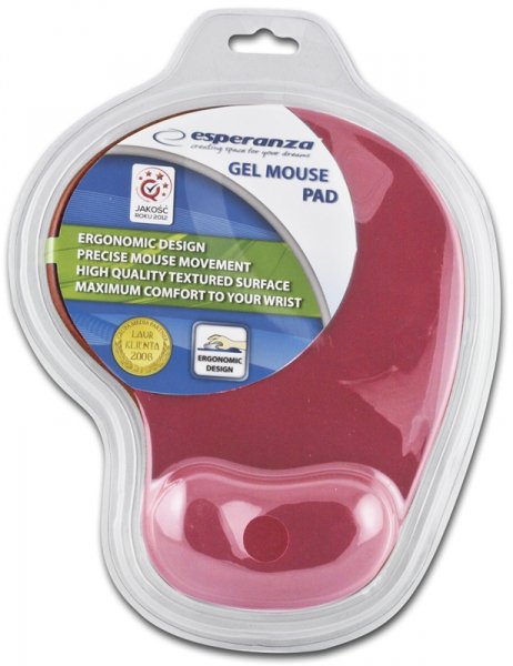 Esperanza Mouse Pad With Wrist Rest Gel EA137R 230 X 190 X 20MM Red Blister