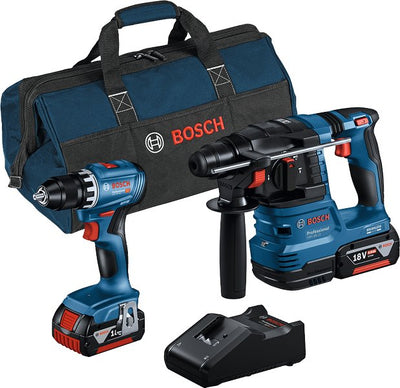 Bosch Professional Set Combinado Drill a Battery Gsr 18V-45 + Drill Percutor a Battery Gbh 18V-22 Blue 2 Batte — image 1