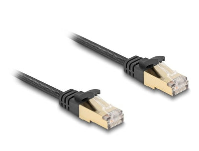 Delock RJ45 Network Cable Flat Trenzado CAT.6A S/FTP Male 1M Black — image 1