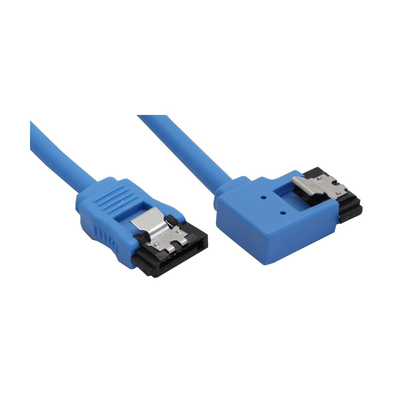 Inline Cable Round SATA 6GB/S Blue a Izquierda Ángulo 90° With Pestillos 0,5M