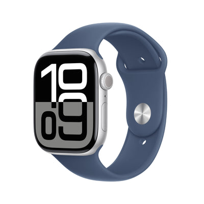 Apple Watch Series 10 GPS + Cellular 46MM Silver Aluminium Case With Denim Sport Band - M/L — image 1