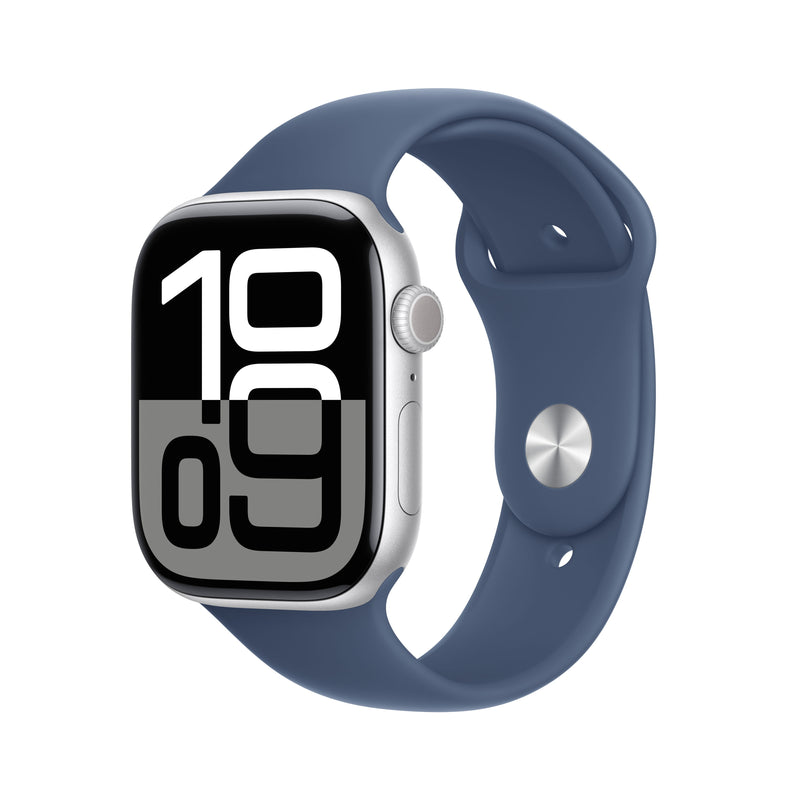 Apple Watch Series 10 GPS + Cellular 46MM Plata Aluminium Funda Con Denim Sport Band - M/L