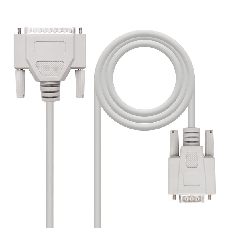 Nanocable Cable Serie Modem DB9 Female a DB25 Male 1.80M - Beige