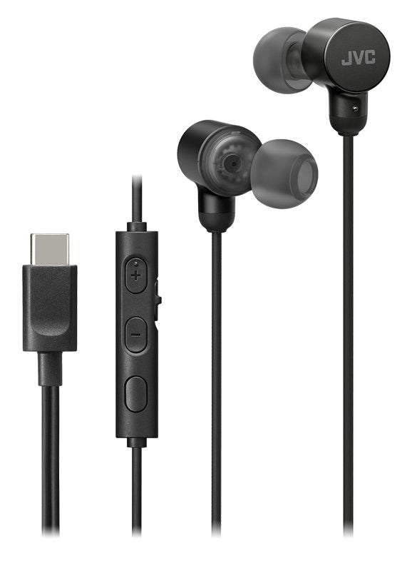 JVC Headphones HA-FR29UC Black With USB Cable -c Microphone And Remote Control