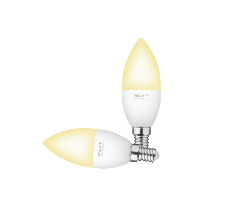 Trust E14 Duo-pack LED Cct Wi-Fi Smarte Wi-Fi Led-kerze, Lichtstimmung White Fassung E14, Ihrem Smartphone/Tab