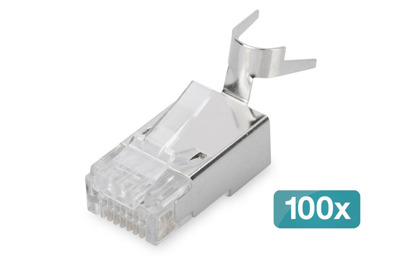 Digitus Connector Modular Cable Round CAT.6A, Apantallado, 100 Pieces Silver CAT.6A, 10GBASE-T AK-219604-100