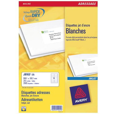 Avery - Labels Dirección - White - 99,1 X 38,1MM - 350 Etiqueta(en) (25 Hojas X 14) (J8163-25) — image 1