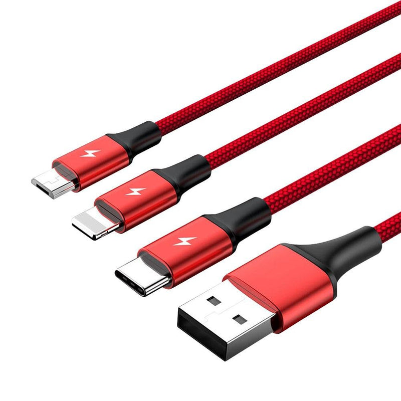Unitek USB Cable 2.0A Usb-Type-c/Microusb/Lightning Red 1.20M C4049RD