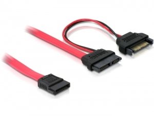 Delock Cable Slim SATA Female SATA 7 Pin + SATA 15 Pin 5V 50CM — image 1