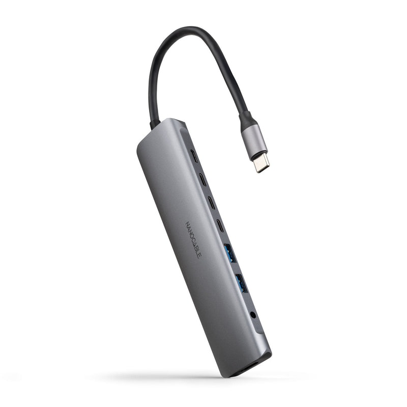 Nanocable Docking Type-c 10.16.4608 2x USB 3x USB Type-c 1x HDMI 4K 1XJACK 3.5 1x USB Type-c Pd Grey