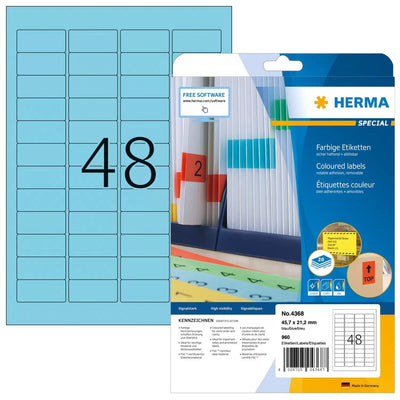 Herma Labels A4 Blue 45,7X21,2MM Paper Matte 960 Units — image 1