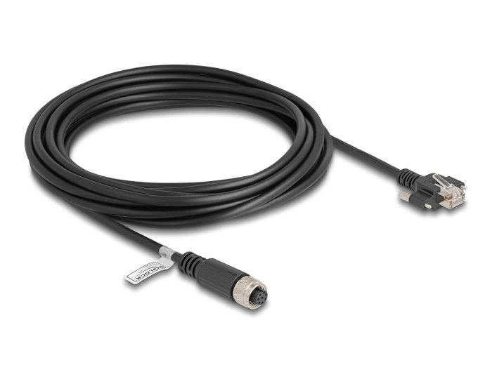 Delock M12 Cable A-kodiert 8 Pin Female a RJ45 Male CAT.5E FTP 5M Black