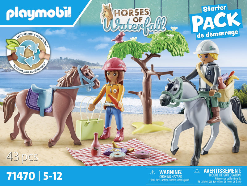 Playmobil 71470 Horses De Waterfall Starter Pack Reitausflug An Den Strand Con Amelia Y Ben, Juguete Construcci