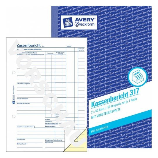 Avery Zweckform Kassenbericht - 50 Hoja - A5 (148 X 210MM)