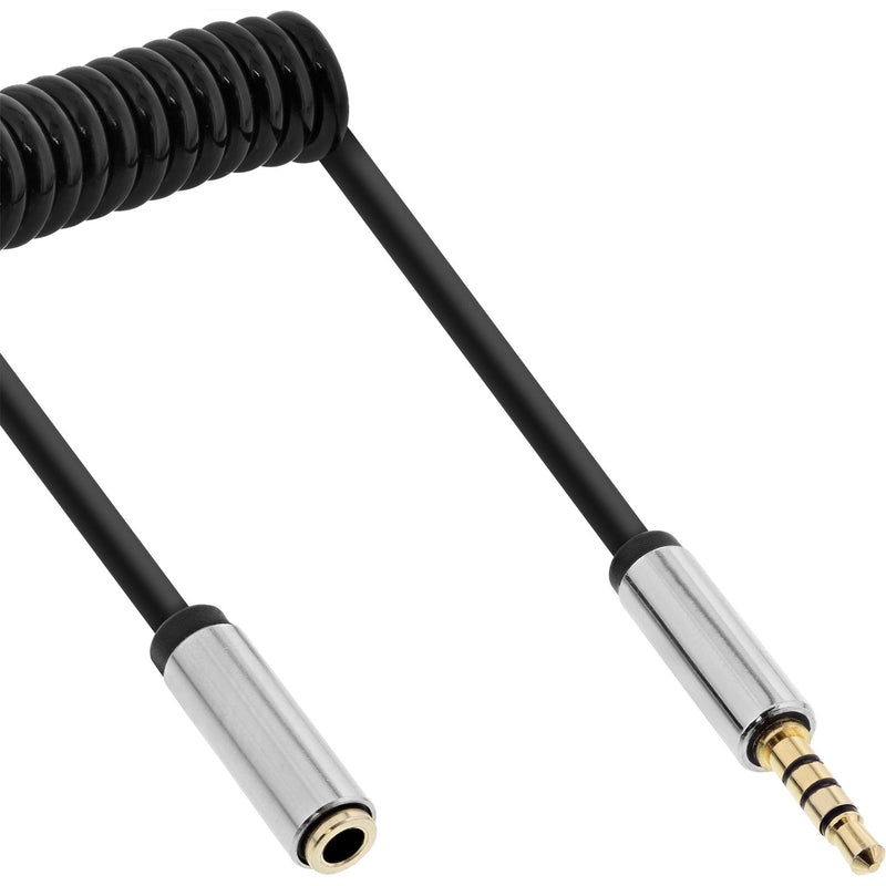 Inline Cable Espiral Slim Audio 3,5MM M/H, 4 Pines, Stereo 0,5M