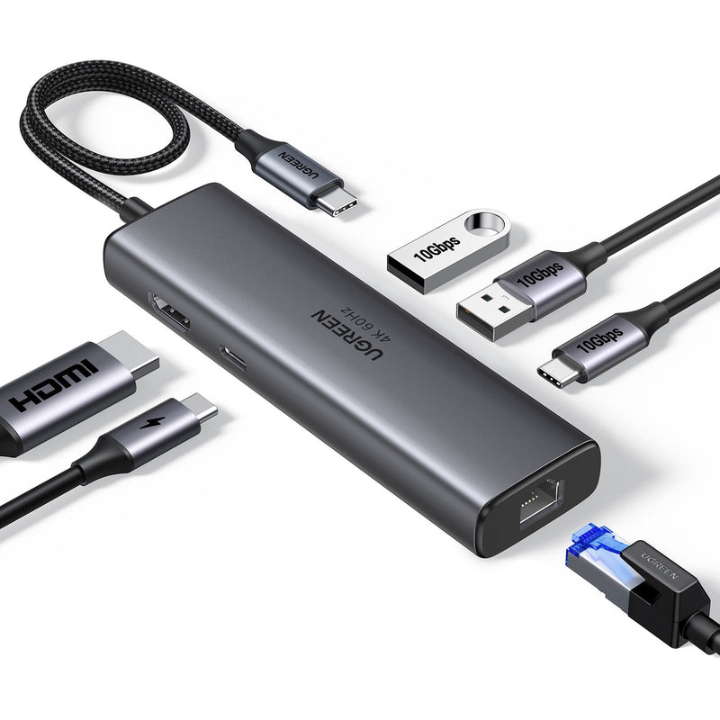 UGREEN Hub 6EN1 USB-C a HDMI + 2x USB-A + USB-C + RJ45 + Pd