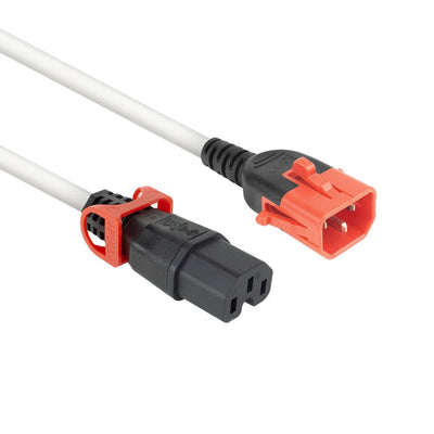 Powercord C14 IEC Lock + Dual Locking - C15 IEC Lock + White 3M, PC3879 — image 1