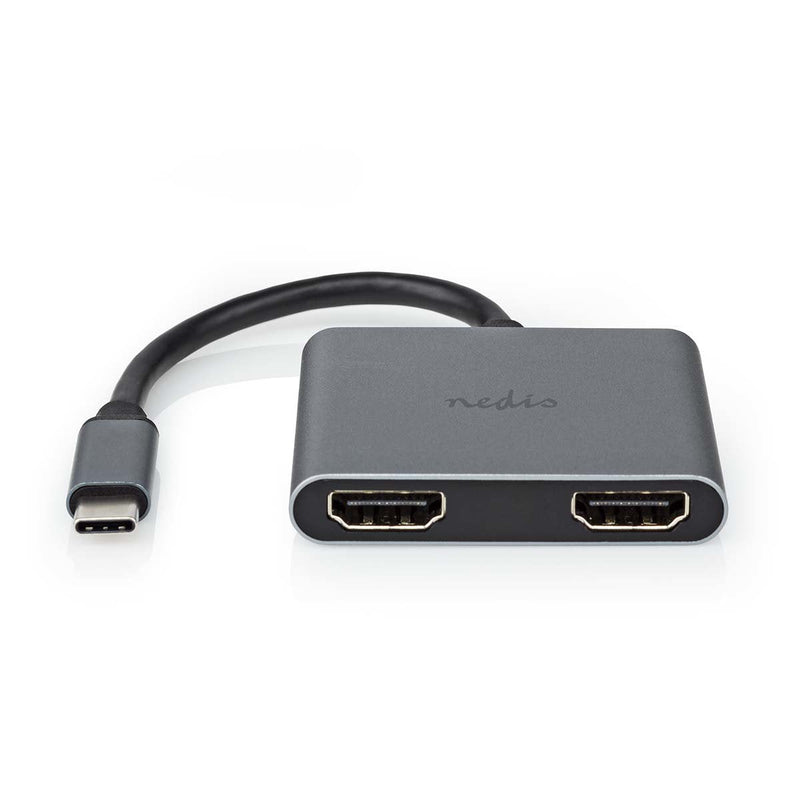 Nedis Usb-c™ Adapter USB 3.2 Gen 1 Usb-c™ Connector Male 2x Hdmi™ 4K@30HZ 0.10M Round Vernickelt Pvc Black Box
