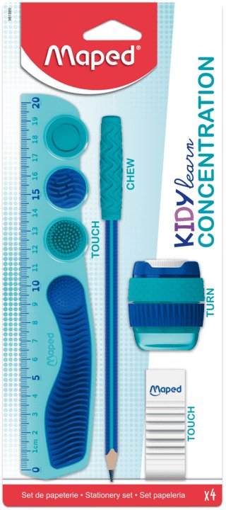 Maped Kidy Lern Concentration Pack With Regla 20CM + Sacapuntas + Rubber Borrar + Pencil - Diseñados Ayudar a — image 1