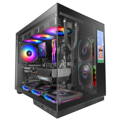 Mars Gaming Box ATX Cube Mcmirage Black Glass Continuo LCD GPU 400MM 1X3.5 2X2.5 — image 1
