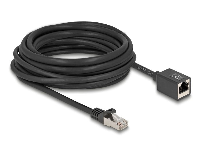 Delock Network Cable Alargador RJ45 Connector Male a RJ45 Connector Female CAT.6A S FTP 7,5M Black