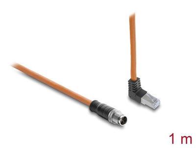 Delock M12 Cable X-kodiert 8 Pin Connector Male Recto a RJ45 Connector Male Según Arriba Angulado S FTP Apanta — image 1