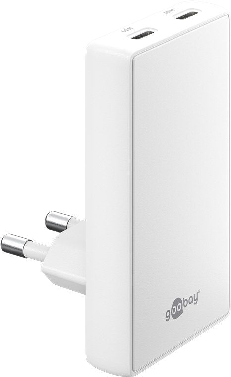 Goobay Fast Charger USB-C Pd GaN 90° Dual 65W White 65 Watt) 75726