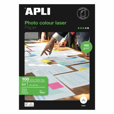 Apli Paper Fotográfico Colour Laser 11817 Din A4 160G 100 Hojas Glossy — image 1