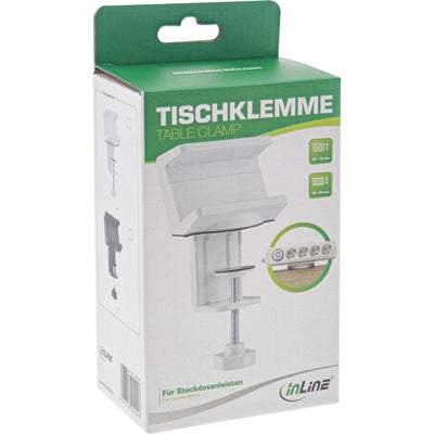 Inline Clamp Desk Power Strip Plugs White — image 1