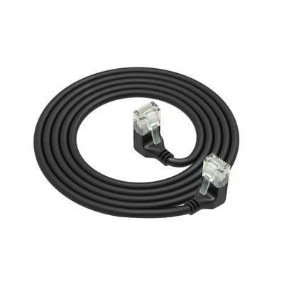 Black 5 Meters U UTP CAT.6A Lszh Slimline Patch Cable With RJ45 Connectors 90° Angled Down To 90° Angled Down — image 1