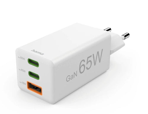 Hama Ladowarka Sieciowa Mini GaN 65W Pd/Qc 2x Usb-c, 1x USB-A Biala — image 1